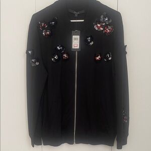 Guess Black Floral Embellished Jacket size Small